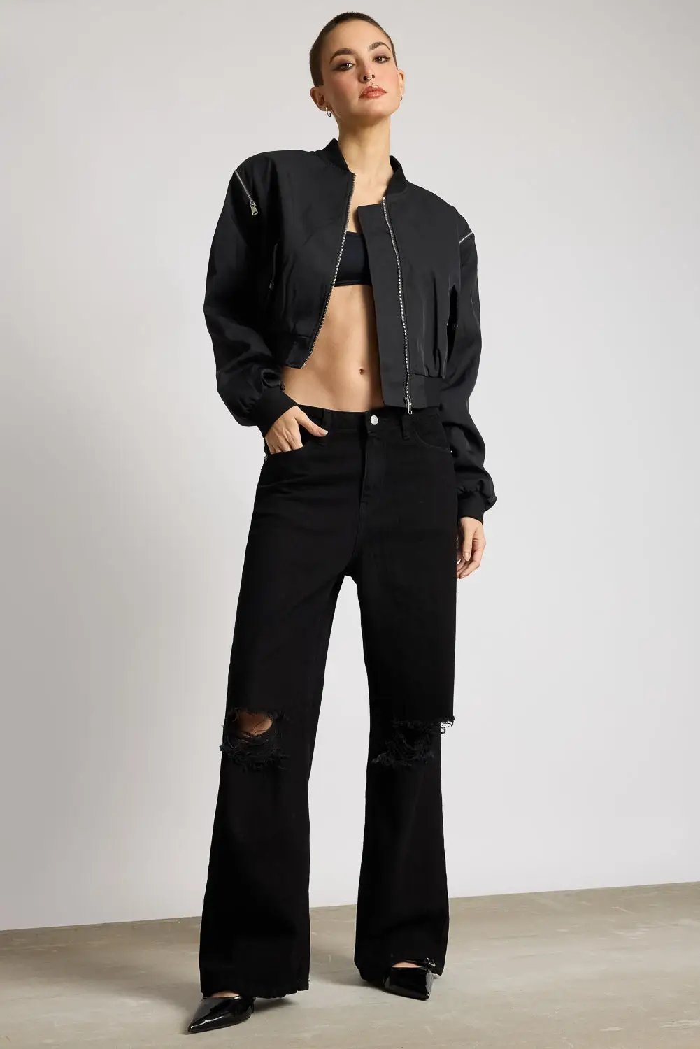 Coal Washed Women's Wide Jeans