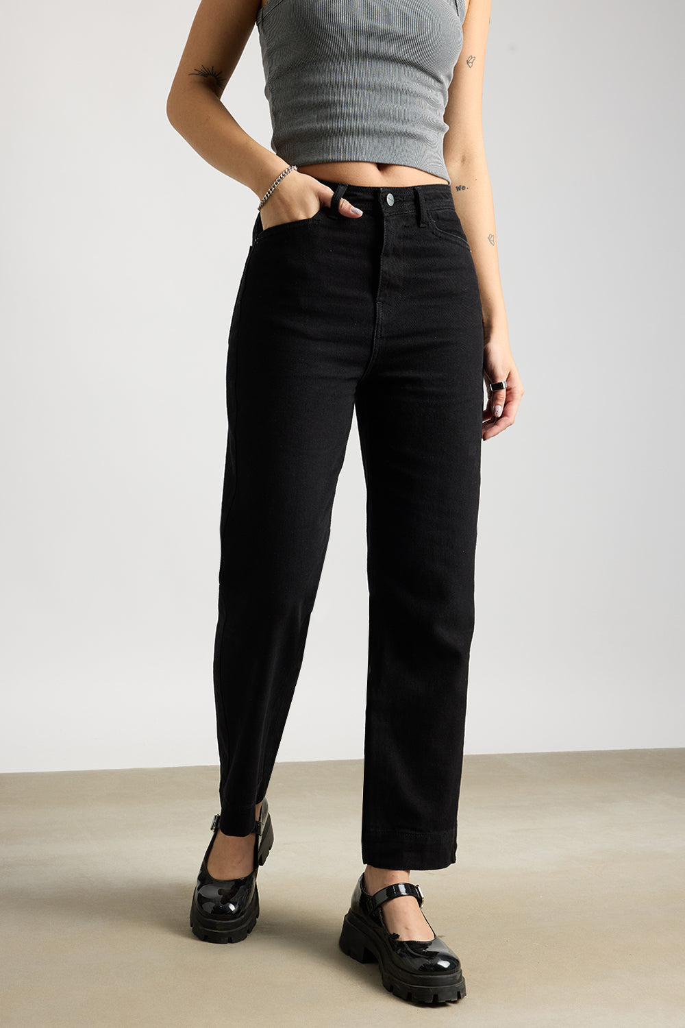 Pitch Black Women's Straight Jeans