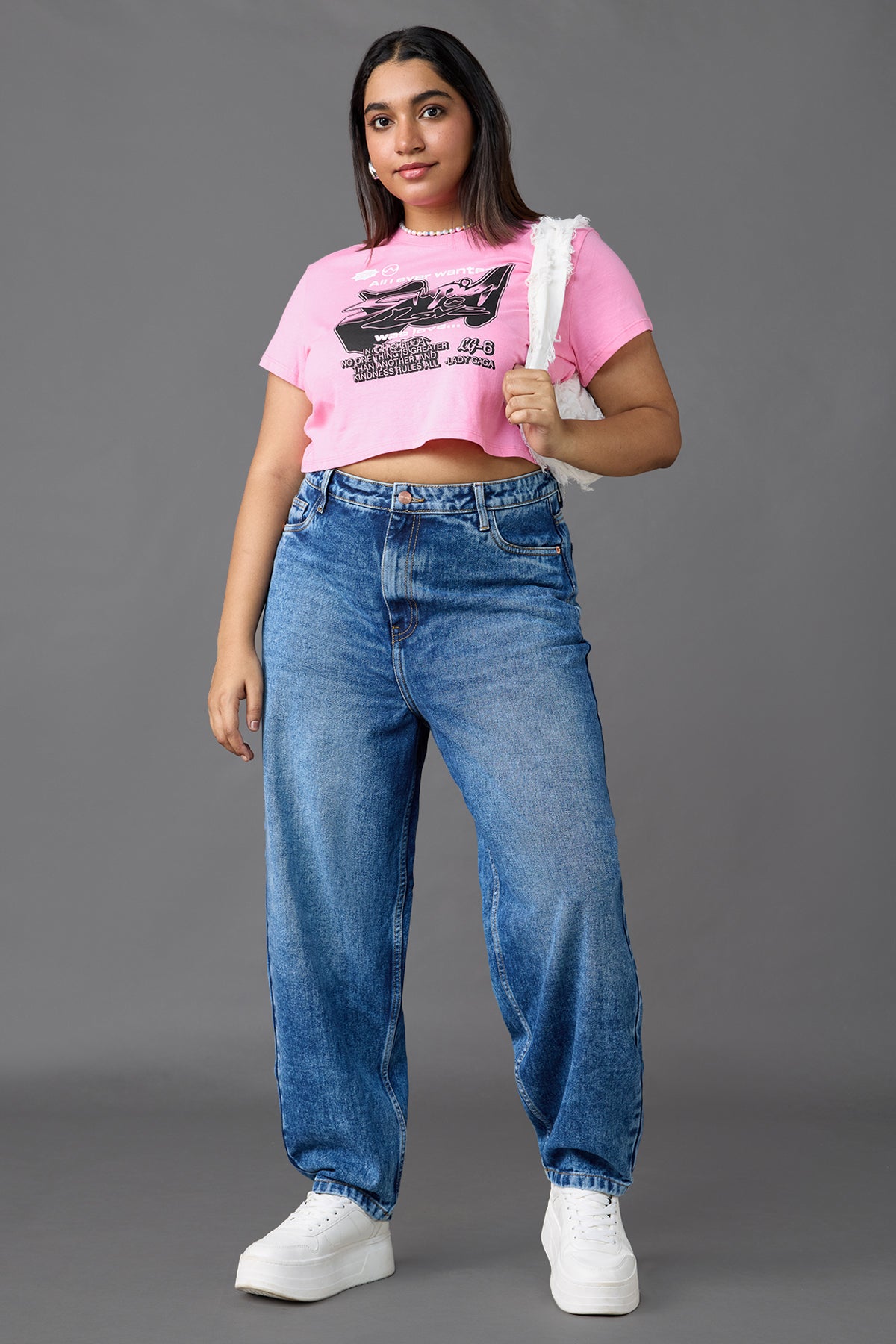 Curve Blue Slouchy Jeans