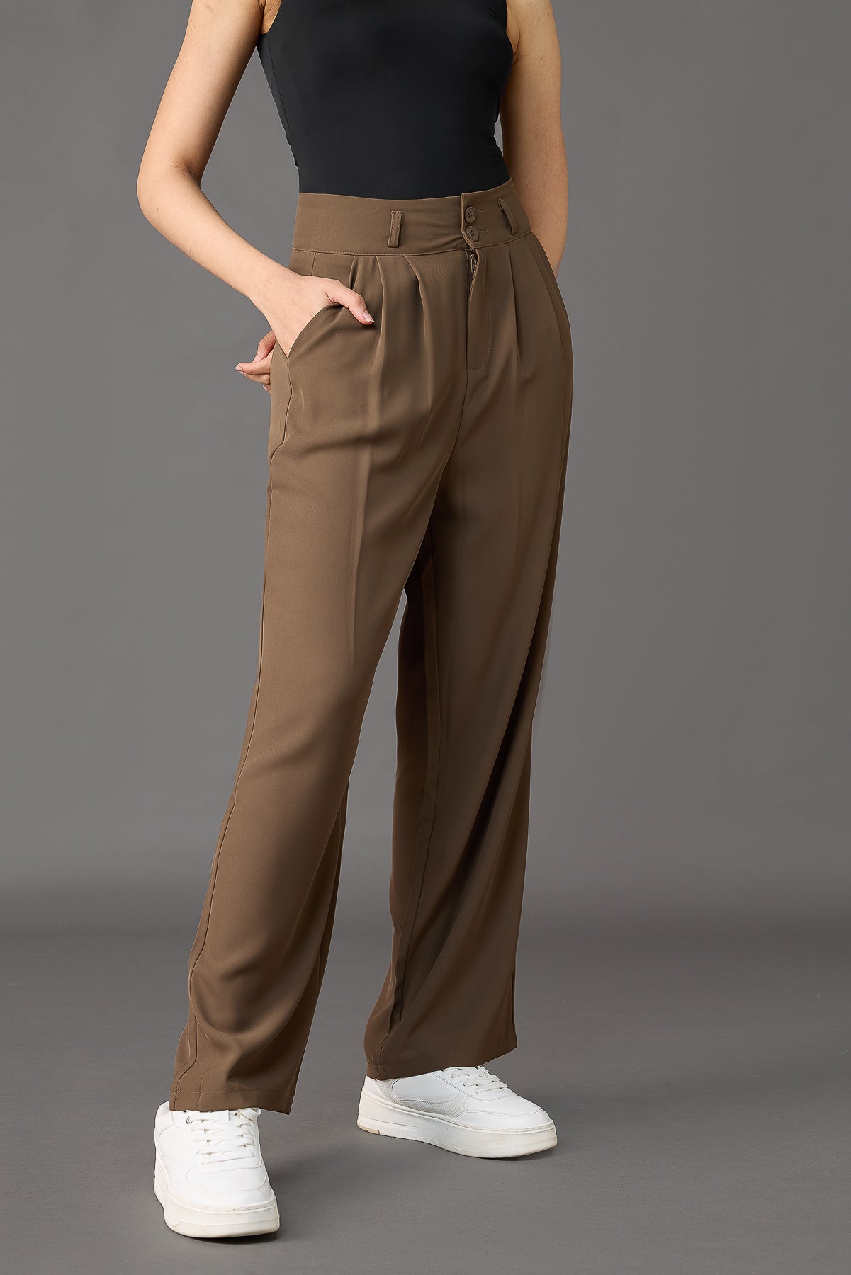 Hazelwood Pleated Women's Straight Korean Pants