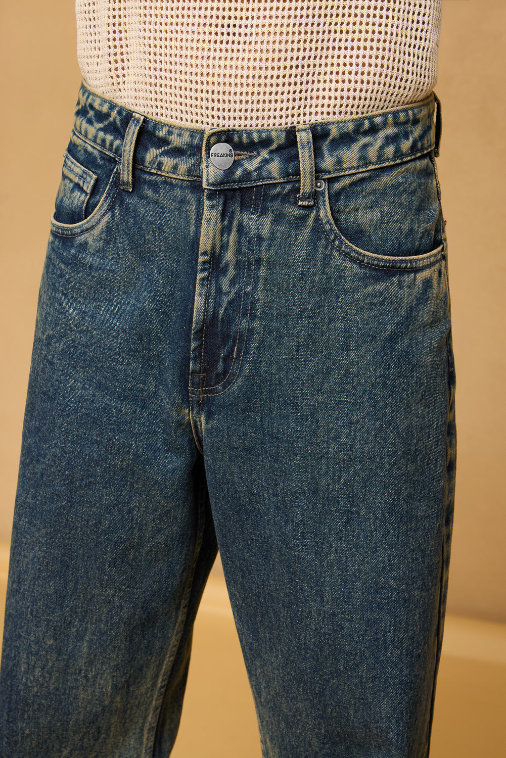Acid Blue Men's Baggy Straight Jeans
