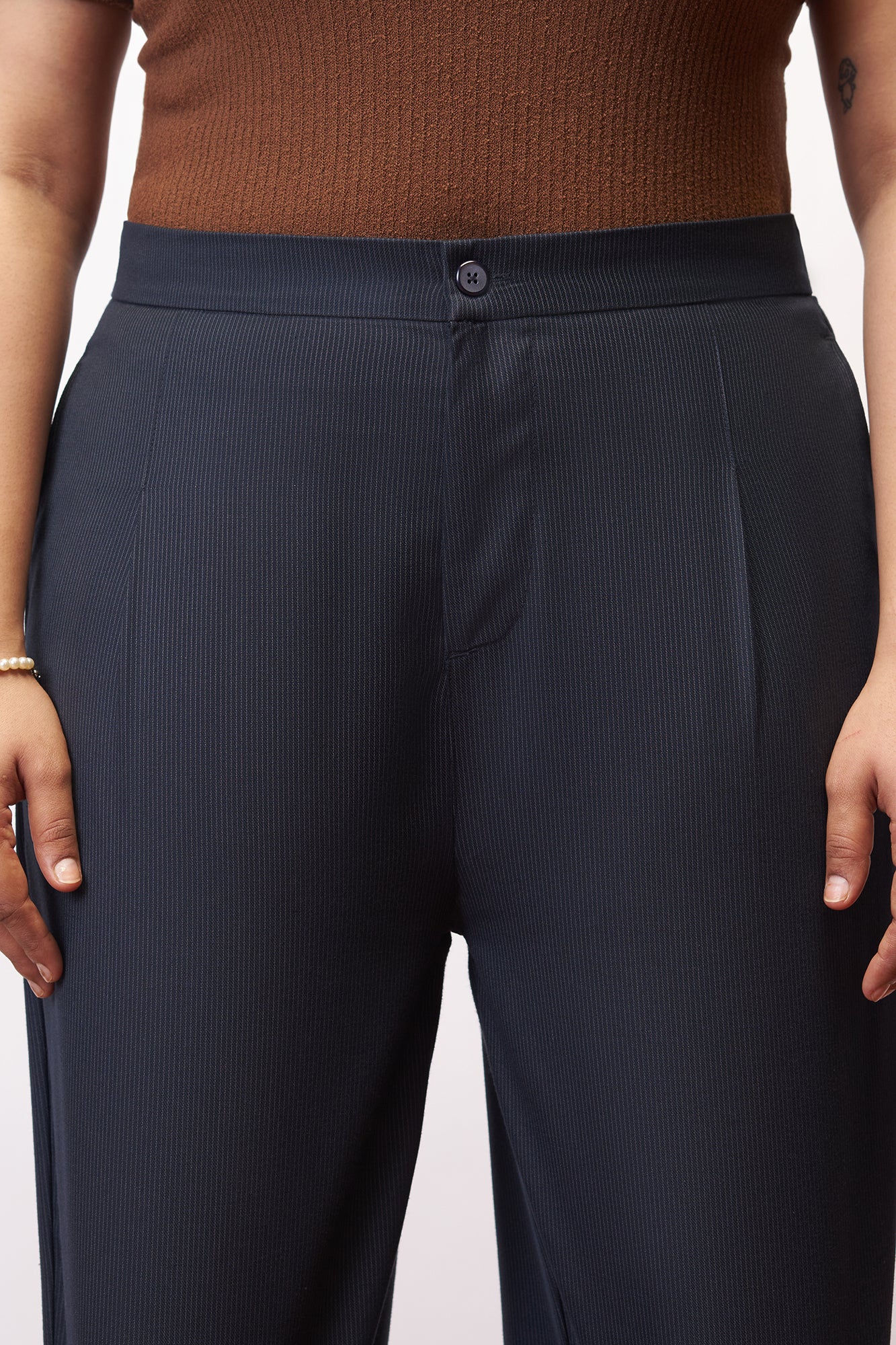 Curve Urban Navy Straight Pinstripe Pants