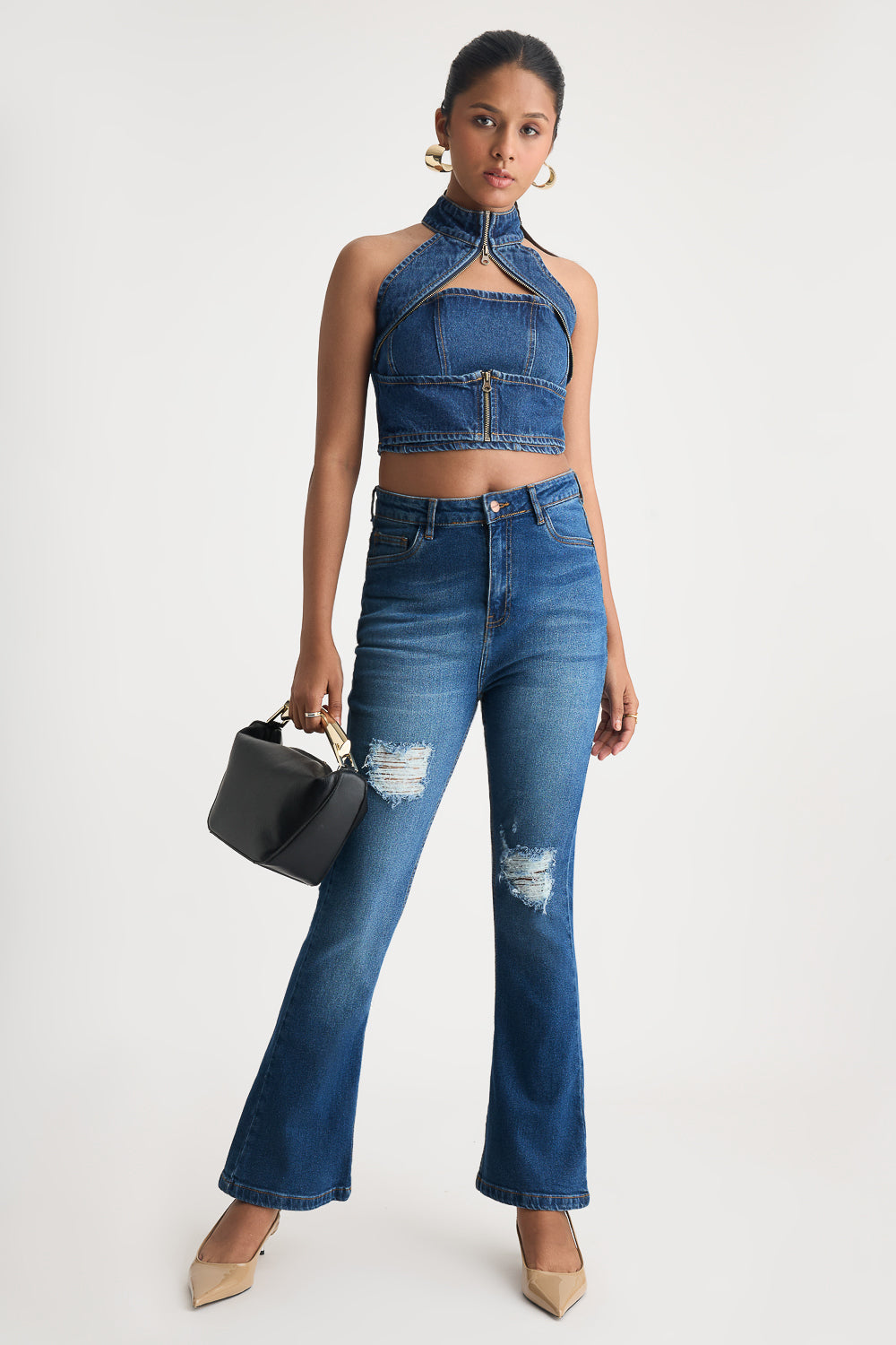 Classic Blue Distress Women's Bootcut Jeans