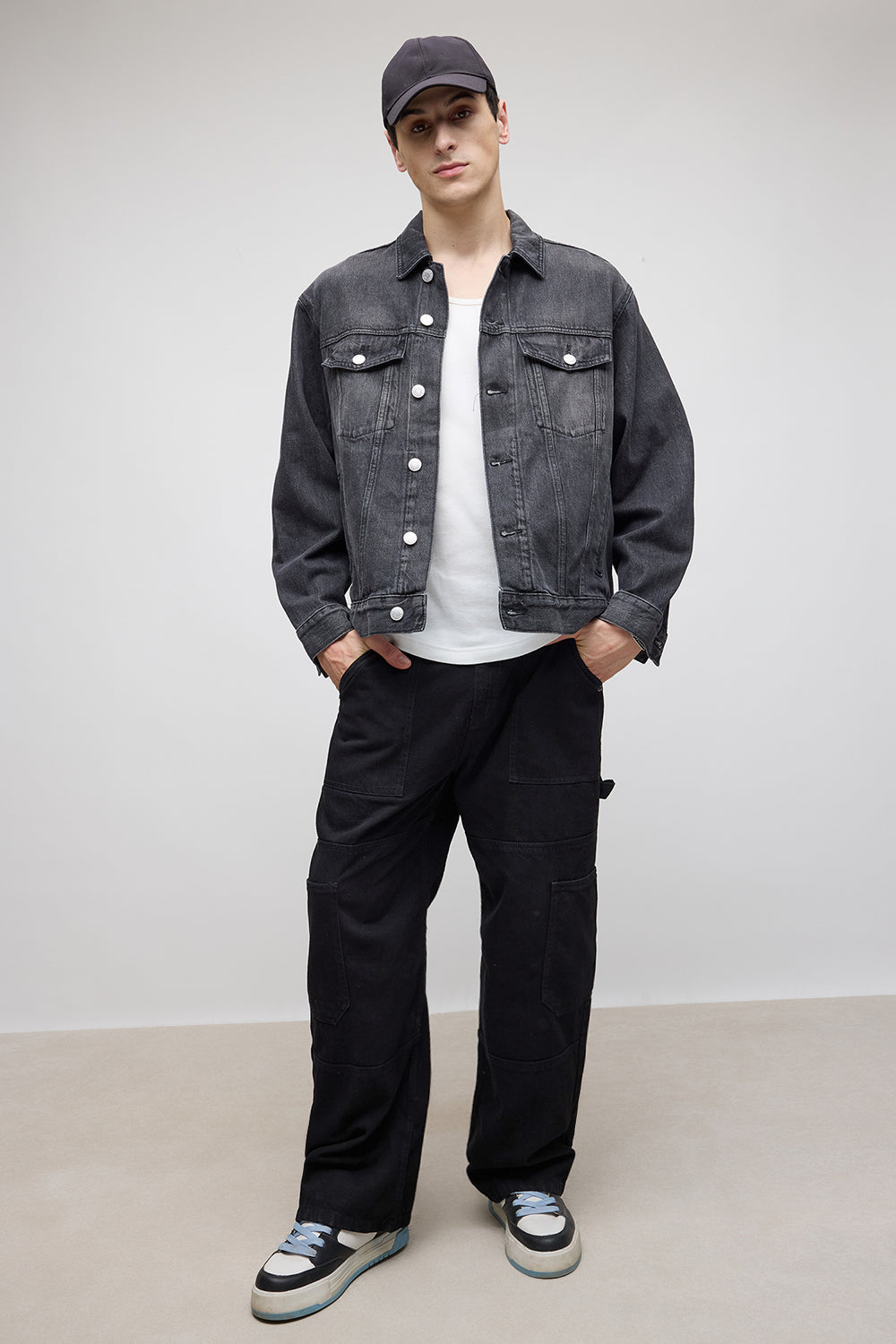 Noir Pocket Men's Straight Jeans