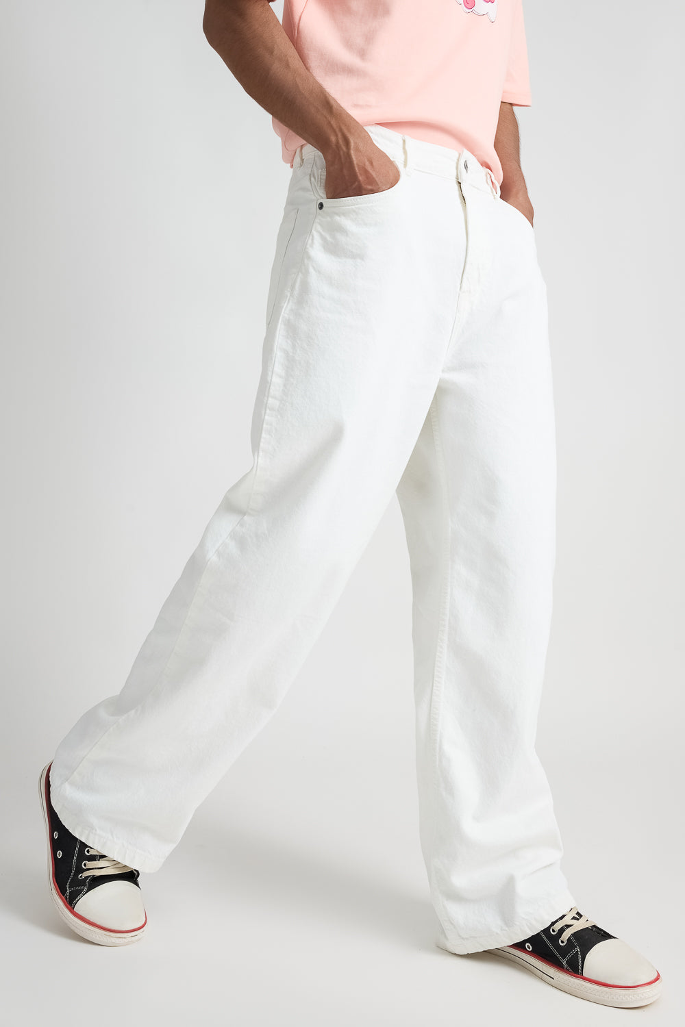 Iconic White Men's Wide Jeans