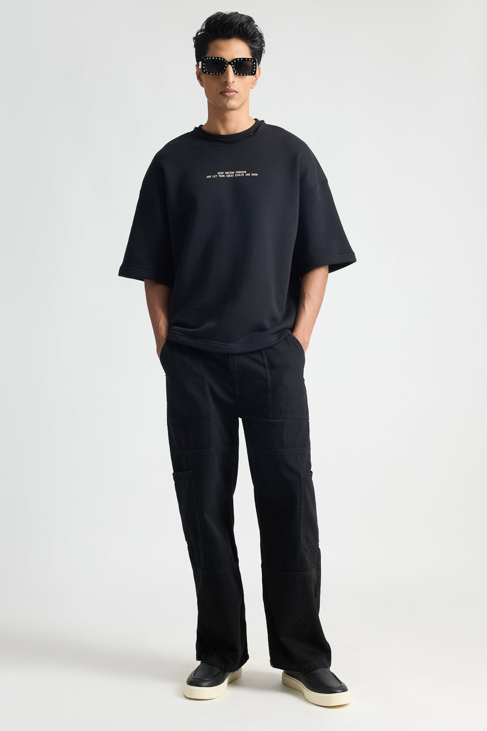 Black Patch Pocket Men's Straight Jeans