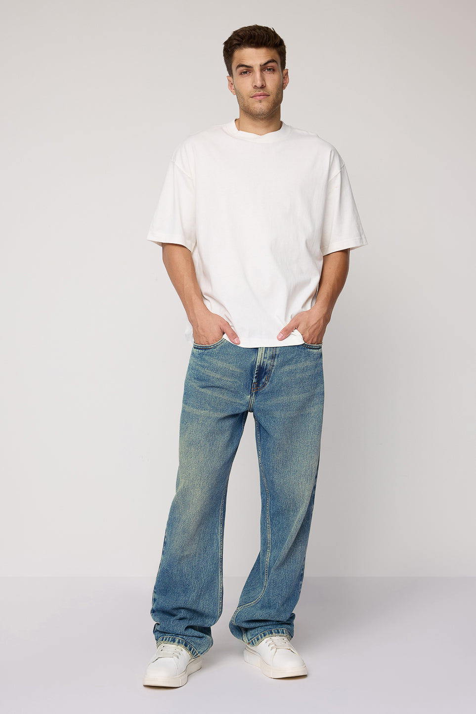 Blue Azure Men's Baggy Straight Cut Jeans