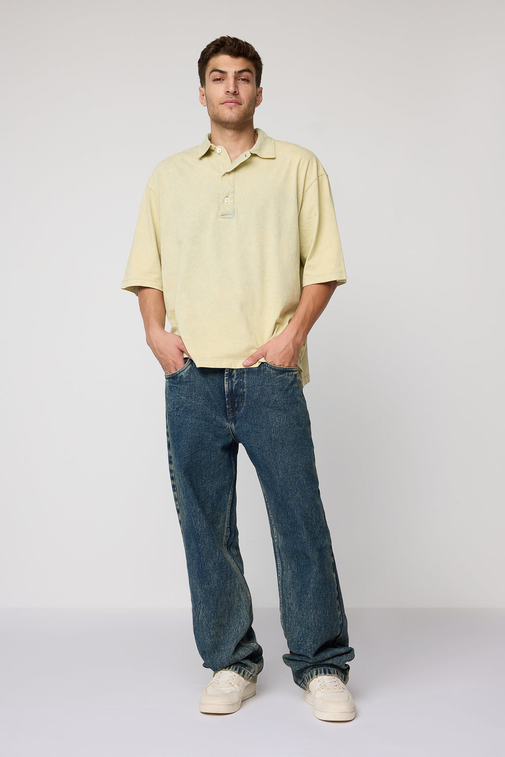 Edgy Acid Blue Men's Baggy Straight Jeans