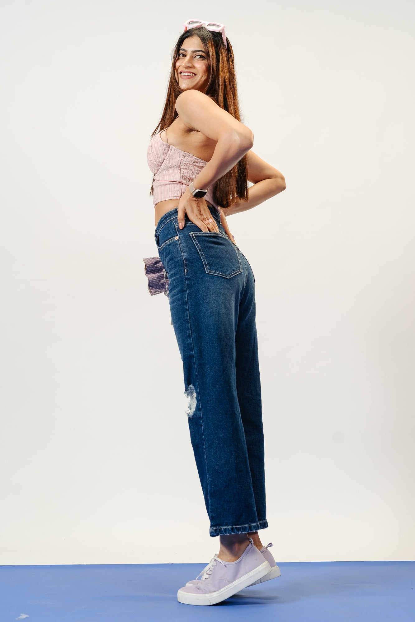 Indigo Distress Women's Straight Jeans