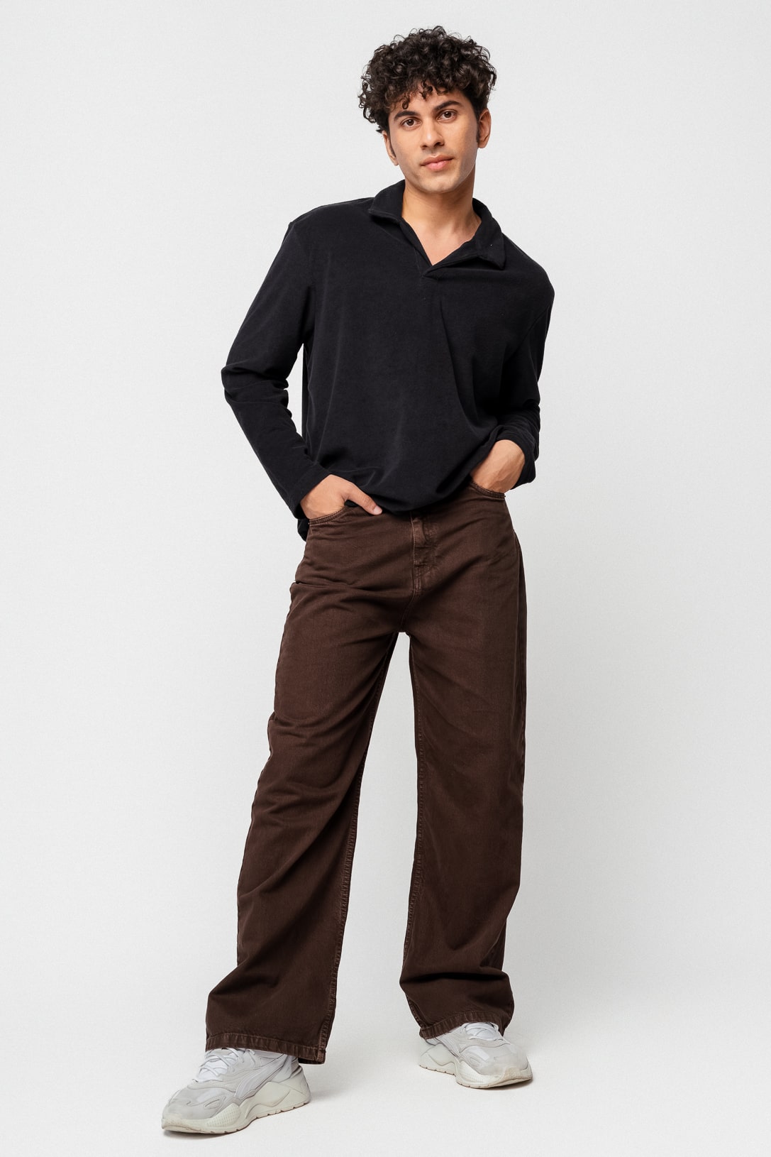 Dark Brown Men's Straight Jeans