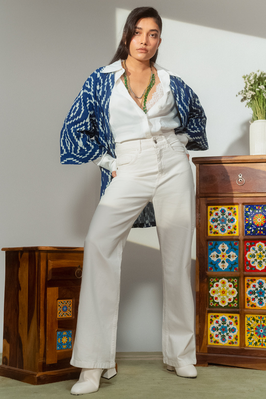 Classic White Women's Wide Jeans