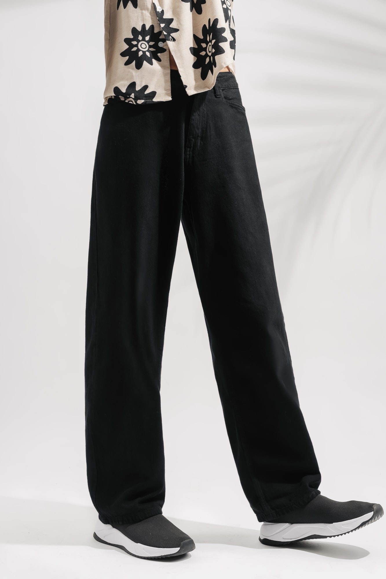 Black Men's Baggy Straight Jeans