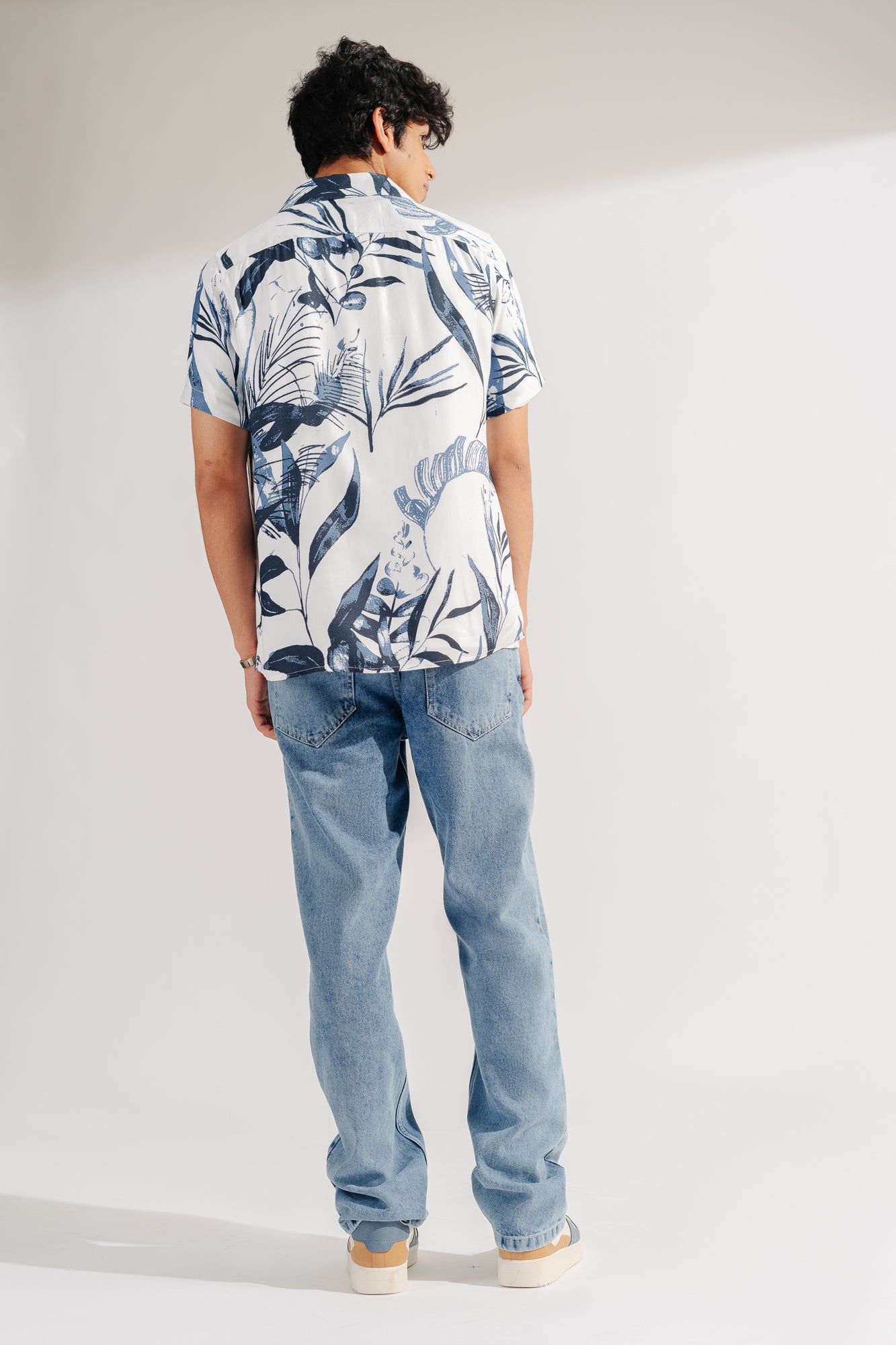 Light Blue Fish Cut Men's Regular Straight Jeans