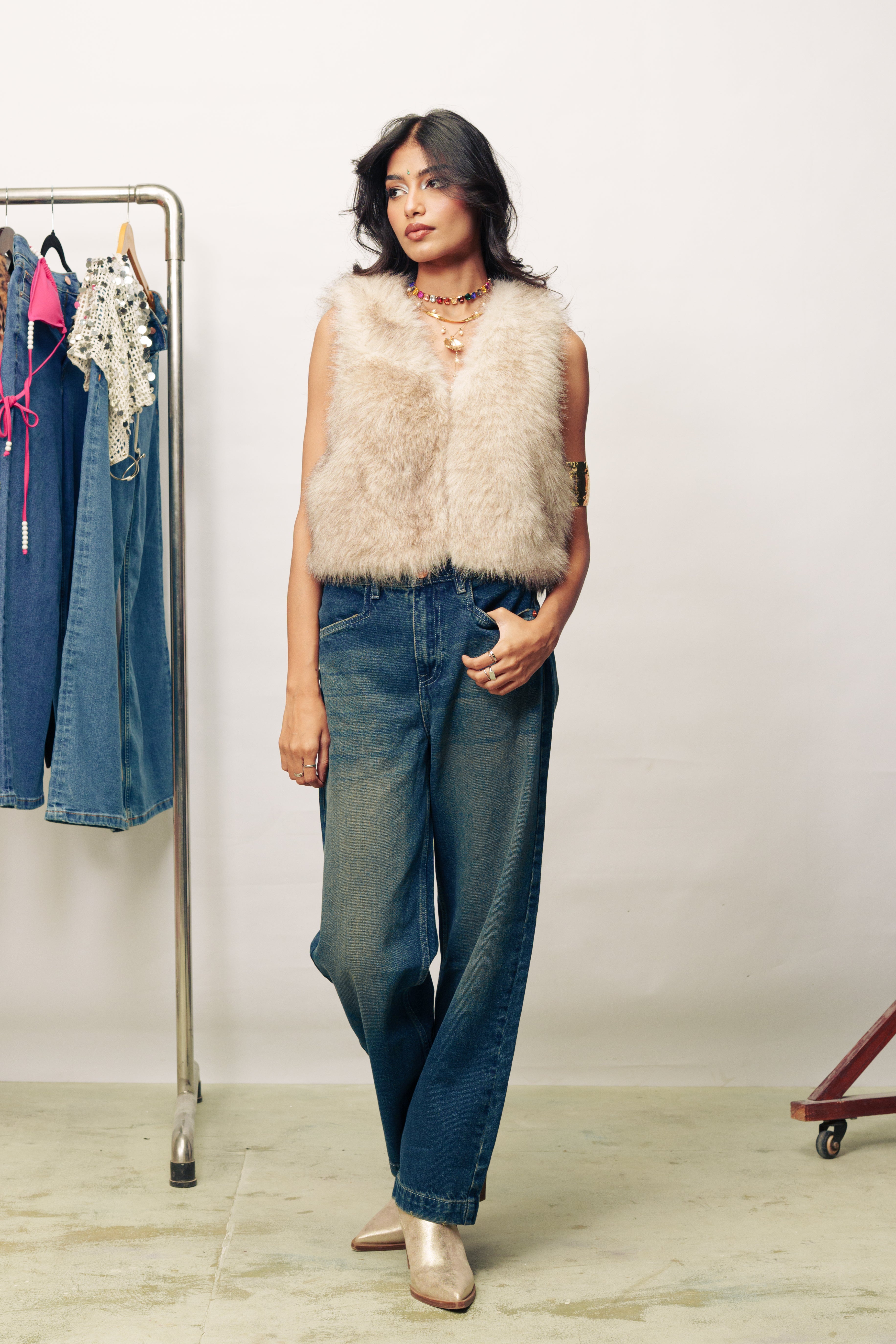 Cloud Blue Faded Straight Jeans