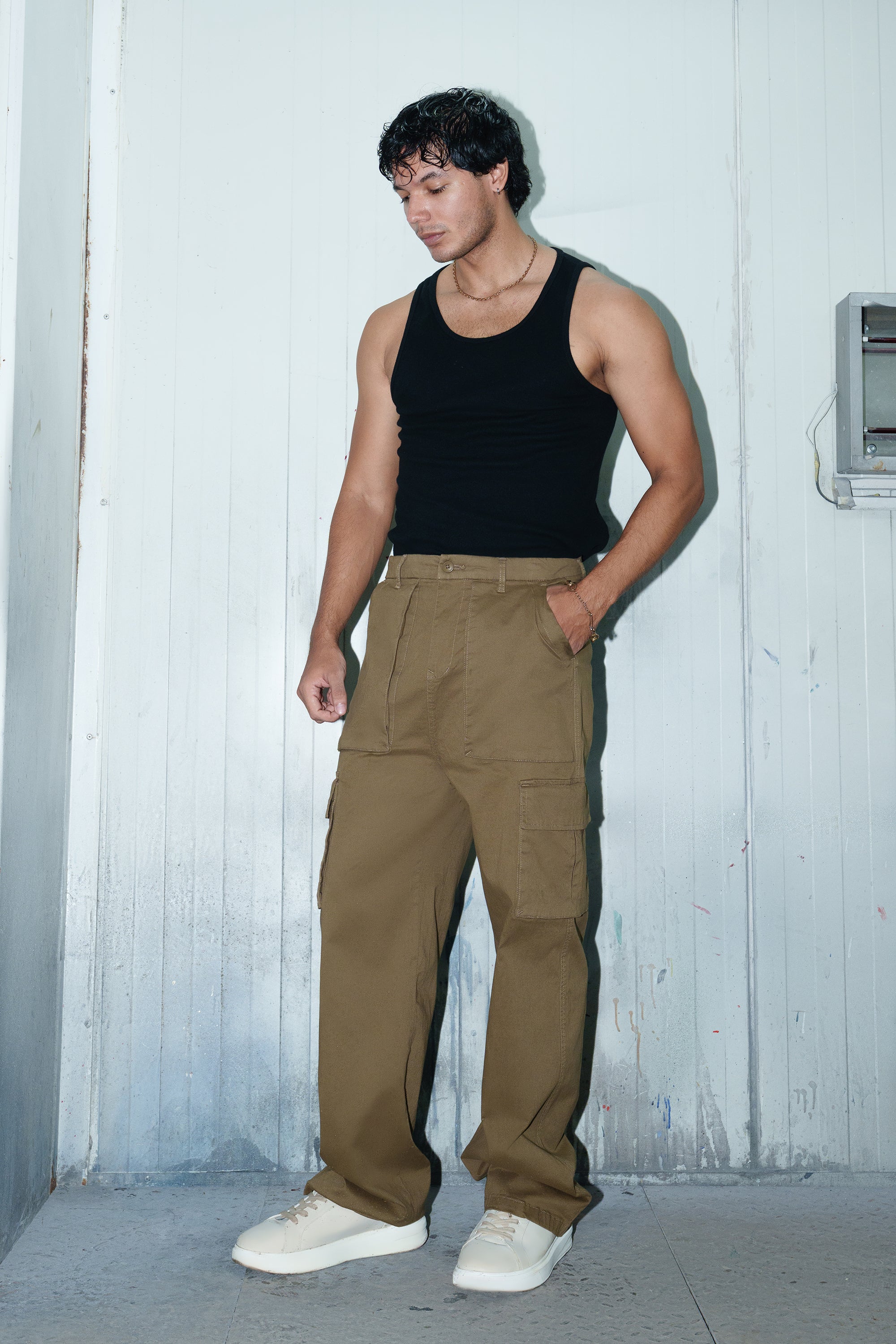 Men's Brown Twill Baggy Cargo