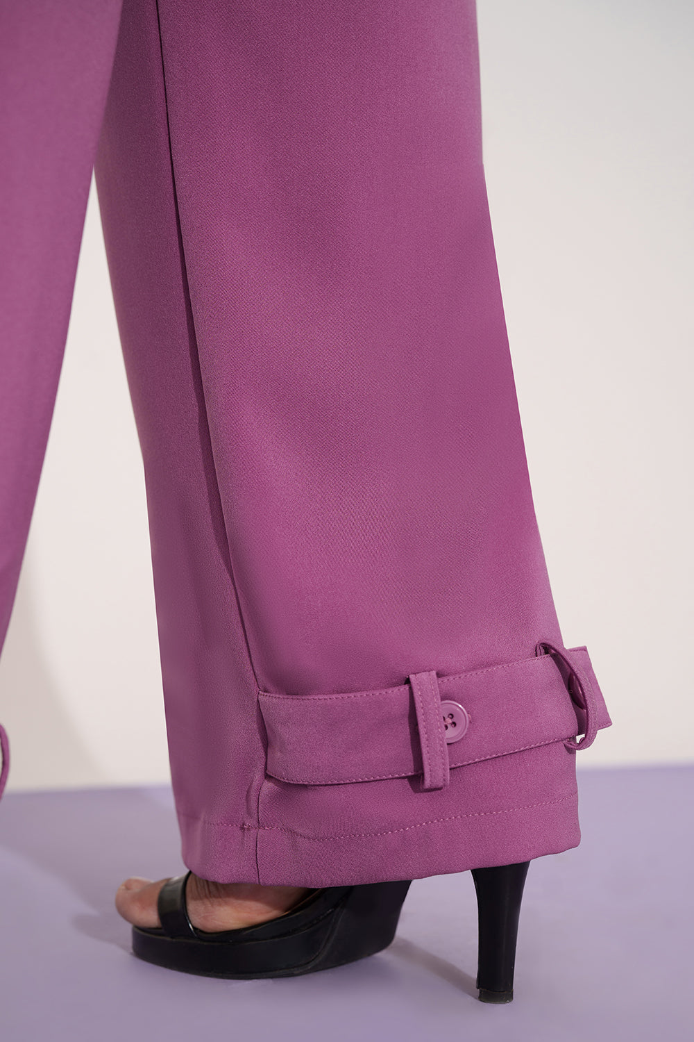 Mauve Taupe Curve Adjustable Hem Korean Pants