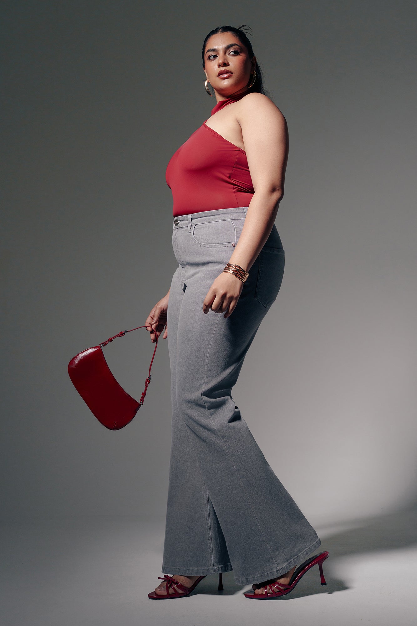 Curve Soft Grey Bootcut Jeans